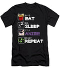 Eat Sleep Anime Repeat Kawaii Otaku Manga Japan Fan Kanji Dnt Prints T-Shirt