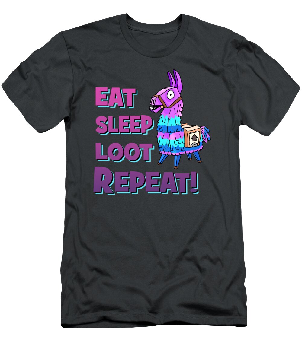 Eat Sleep Loot Repeat Llama Funny Birthday Mug Decorations Gifts Best Women Adolphe Calvet T-Shirt