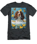 English Springer Spaniel Dog Frolicking in a Bubbly Bathtub Adrien Efren T-Shirt