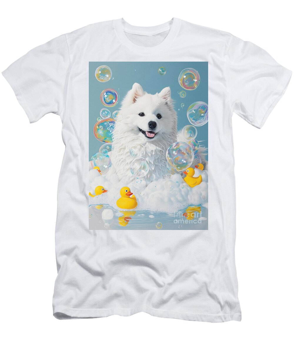 Eskimo Dog Enjoying a Bubbly Bath Adrien Efren T-Shirt