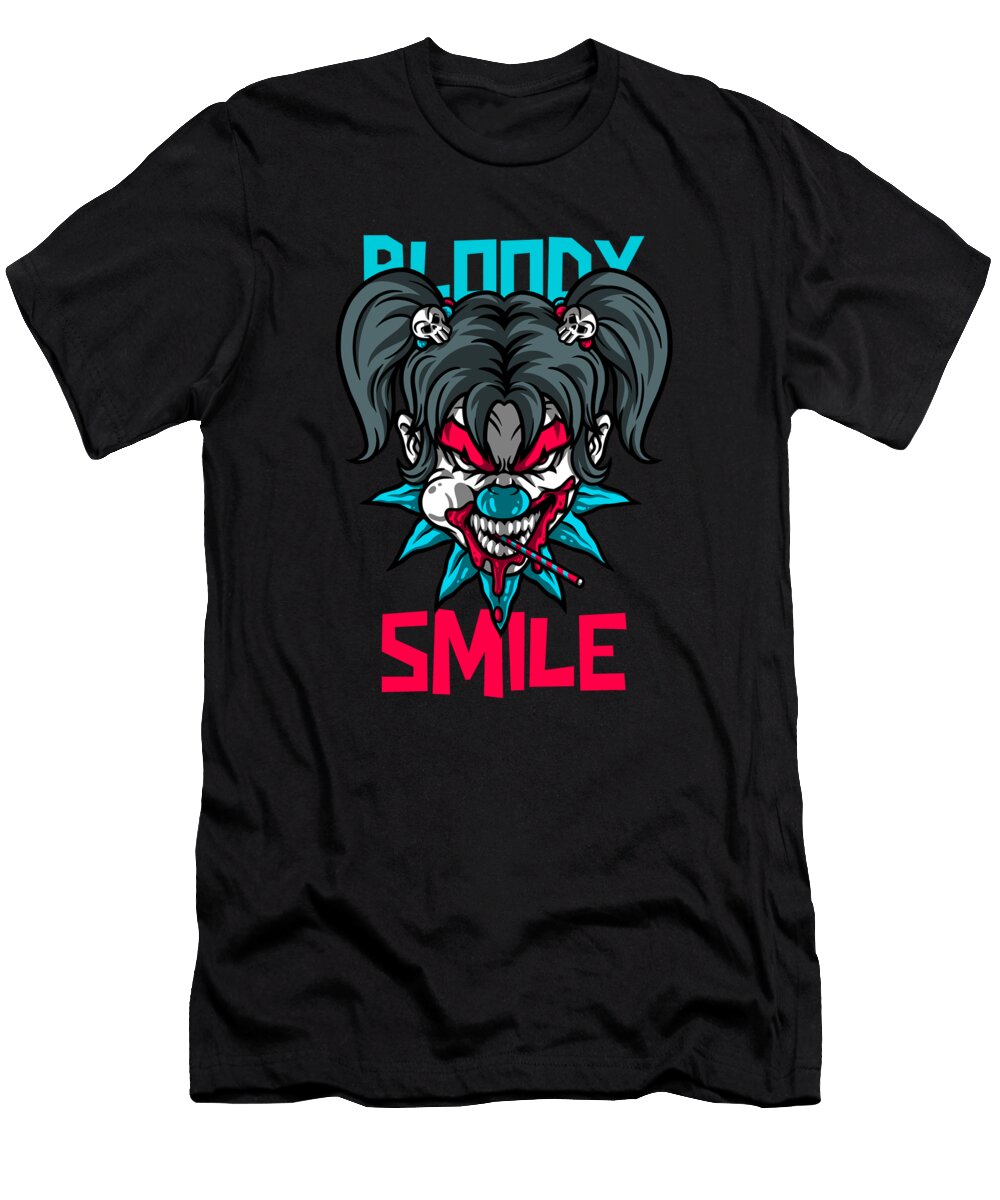 Evil Clown Girl Bloddy Smile Bart Stobienia T-Shirt