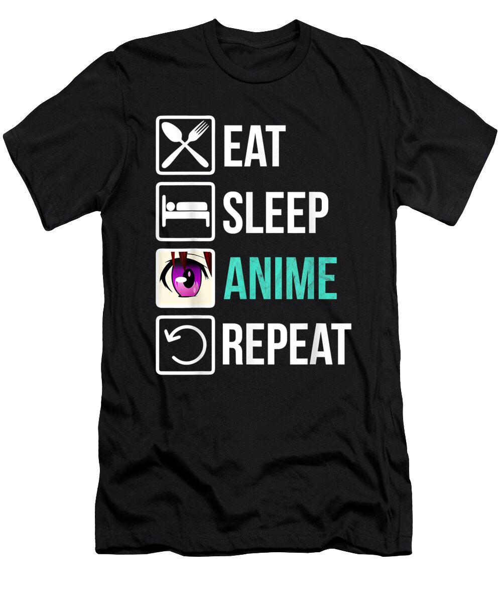 Exhilarating Things Eat Sleep Anime Repeat Design Kawaii Baku Funny Gifts for Fan Ezone Prints T-Shirt