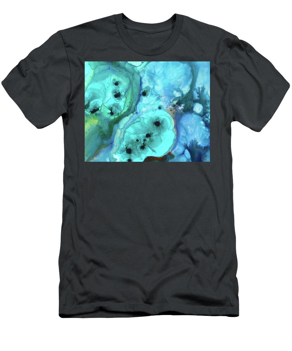 Fanta Sea Blue and Aqua Abstract Art Sharon Cummings T-Shirt
