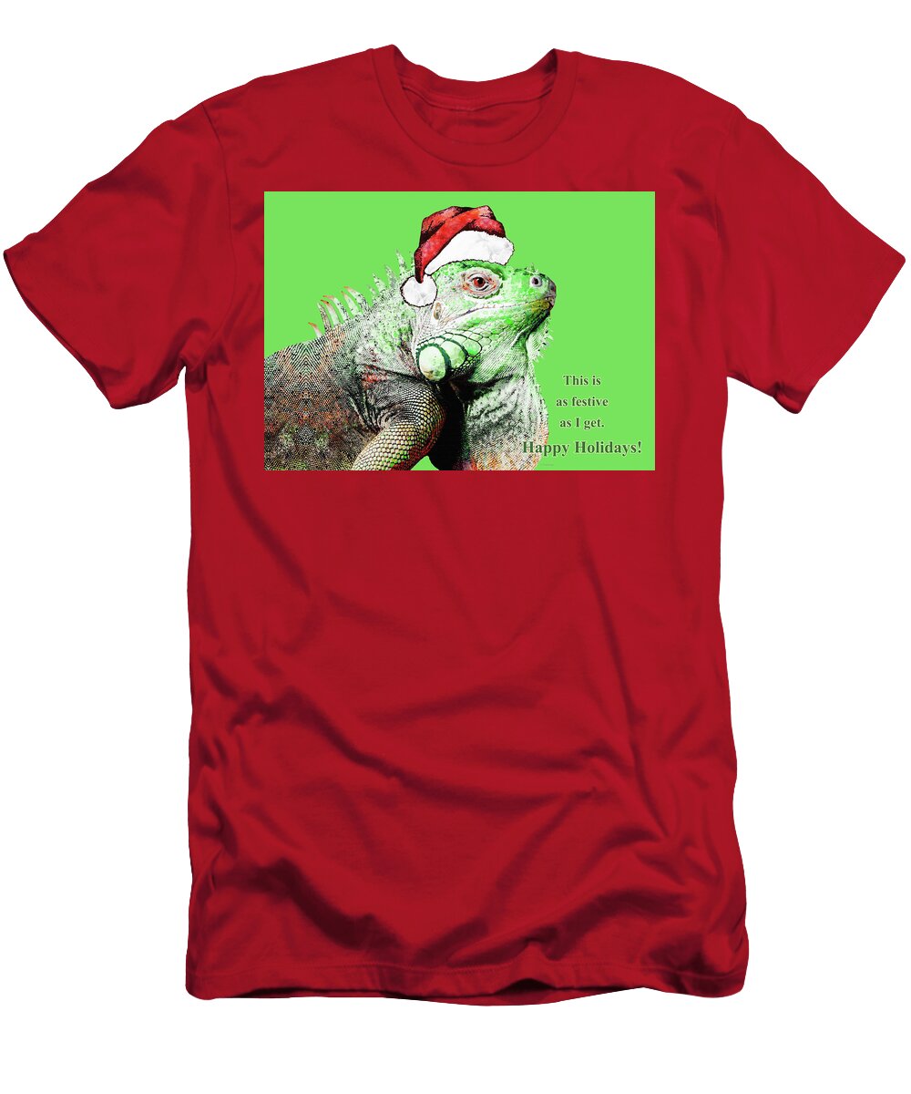 Festive Iguana Happy Holidays Sharon Cummings T-Shirt