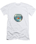 Fish Art Golden Fish Poster Solitude in Glass Minimalist Goldfish Bowl Wall Art Ibrahim Haron T-Shirt