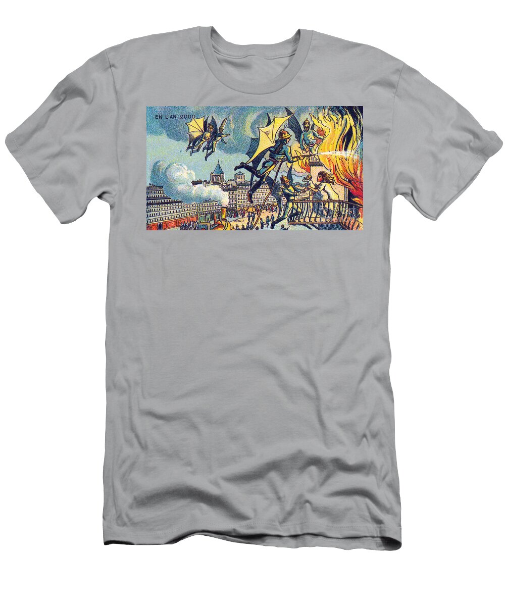 Flying Firefighters 1900s French Science Source T-Shirt
