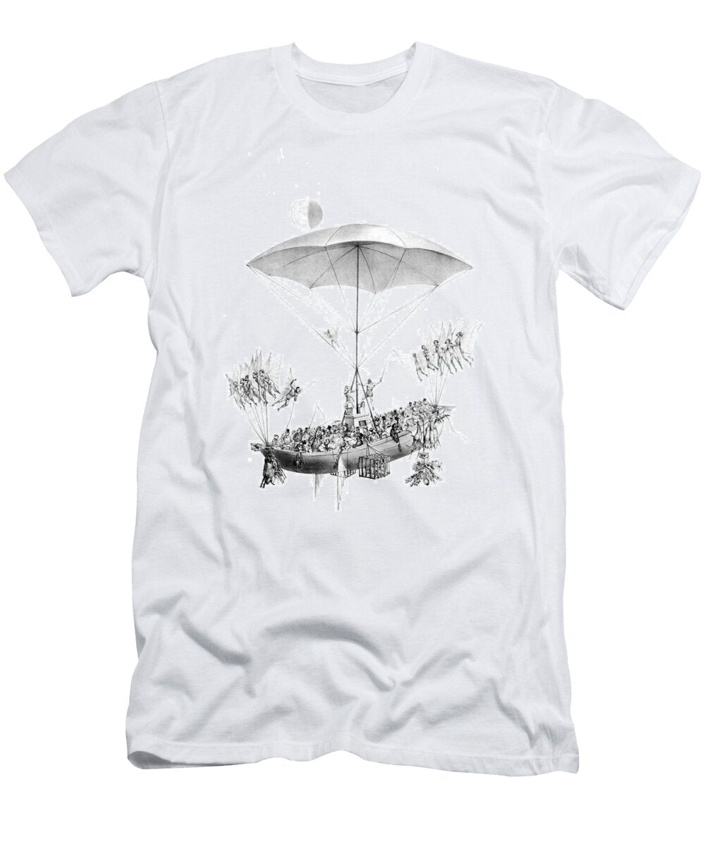 Flying Machine Returning From Moon 1836 Science Source T-Shirt