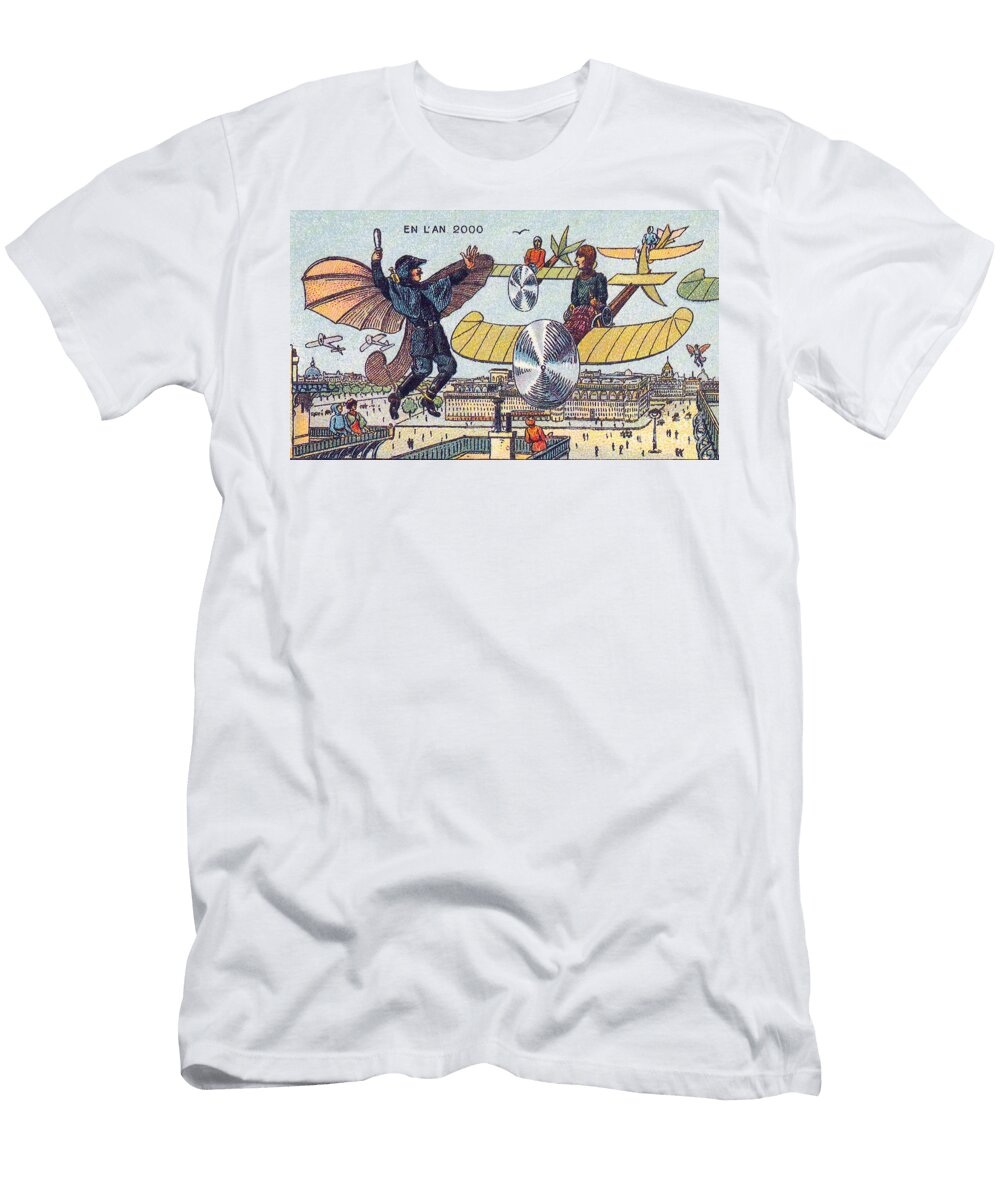 Flying Traffic Control 1900s French Science Source T-Shirt