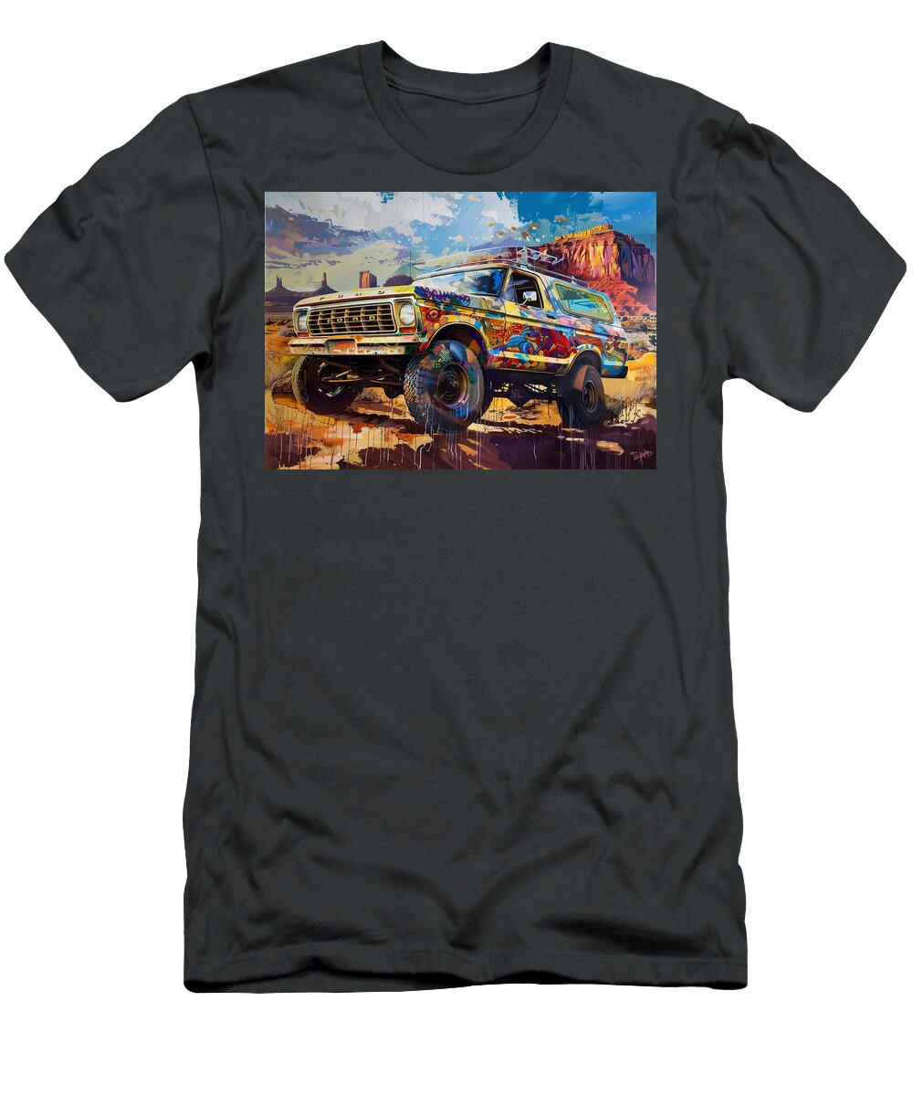 Ford Bronco in the Desert a Colorful Adventure Kari Goldfalse T-Shirt