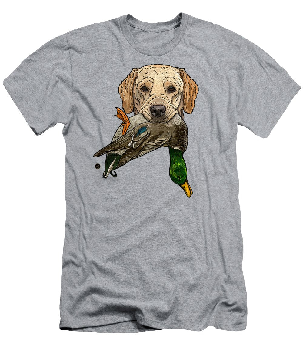 Fowl Mouth Yellow Labrador Retriever with Mallard David Burgess T-Shirt