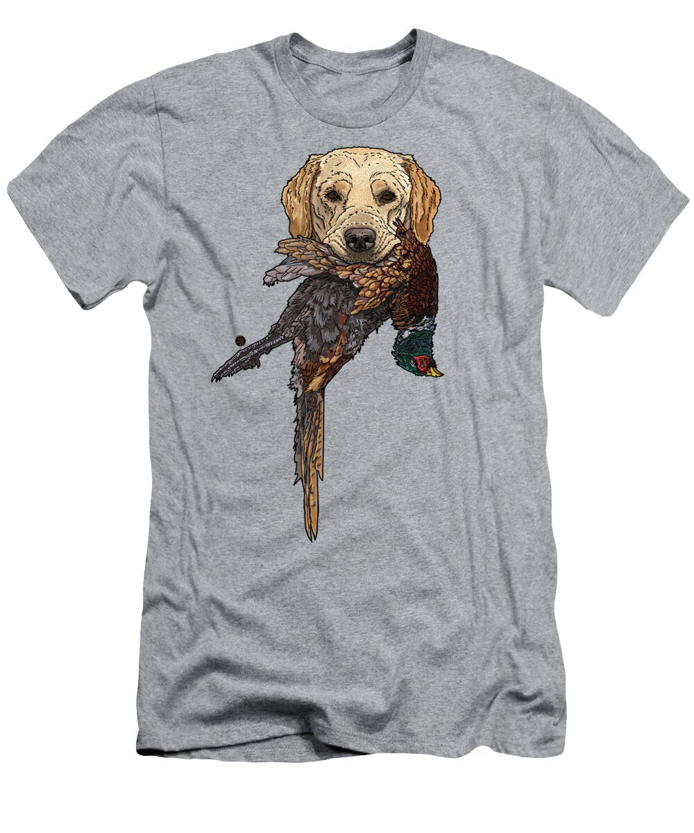 Fowl Mouth Yellow Labrador Retriever with Pheasant David Burgess T-Shirt
