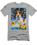 Fox Terrier Dog Frolicking in a Bubbly Bathtub Adrien Efren T-Shirt