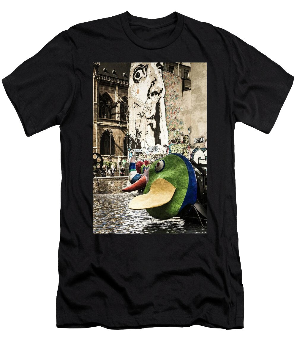 France Paris Chatelet Les Halles Pompidou Center Beaubourg Details of the Stravinsky Fountain At George Pompidou Museum Alessandro Saffo T-Shirt