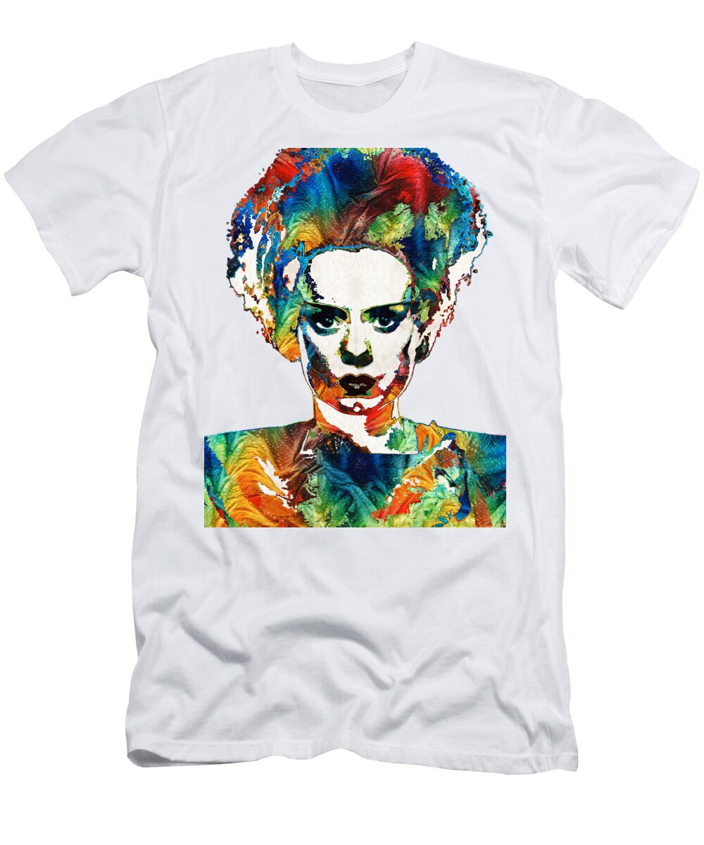 Frankenstein Bride Art Colorful Monster Bride By Sharon Cummings Sharon Cummings T-Shirt
