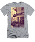 French Street Cafe with Motorcycle Outside Peter Noyce T-Shirt