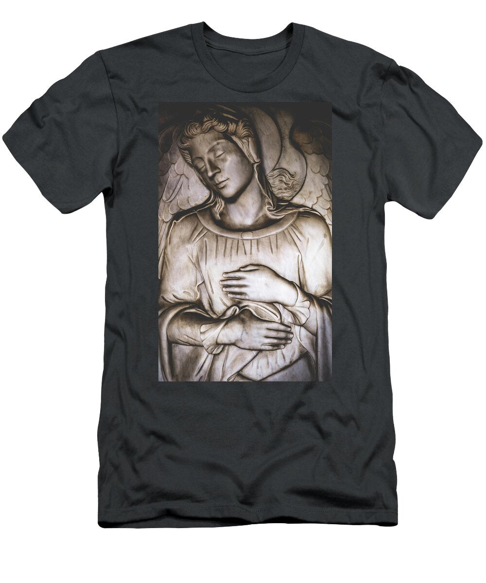 Funerary Art Vertical Background Sleeping Angel in Certosa Ceme Luca Lorenzelli T-Shirt