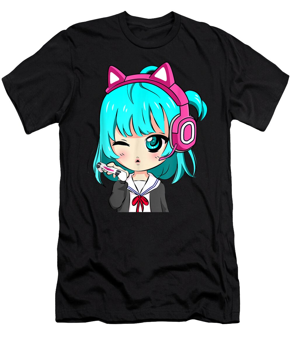 Funny Anime and Gaming Chibi Graphic Anime Girl Video Games Dnt Prints T-Shirt