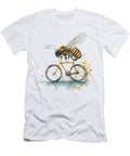 Funny Bee Riding a Bicycle Watercolor Drawing Mounir Khalfouf T-Shirt