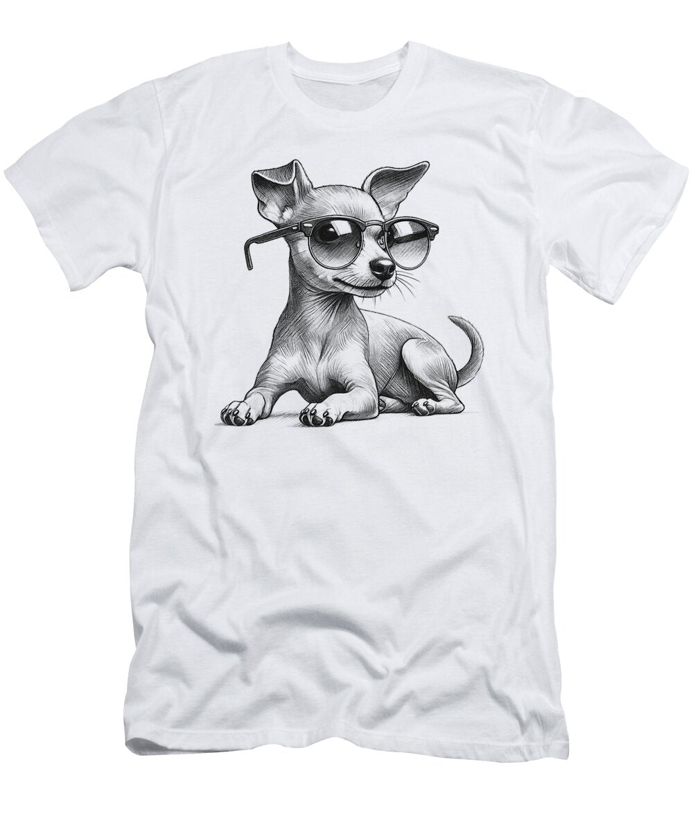 Funny Miniature Pinscher Dog Min Pin Sunglasses Studi Alex T-Shirt
