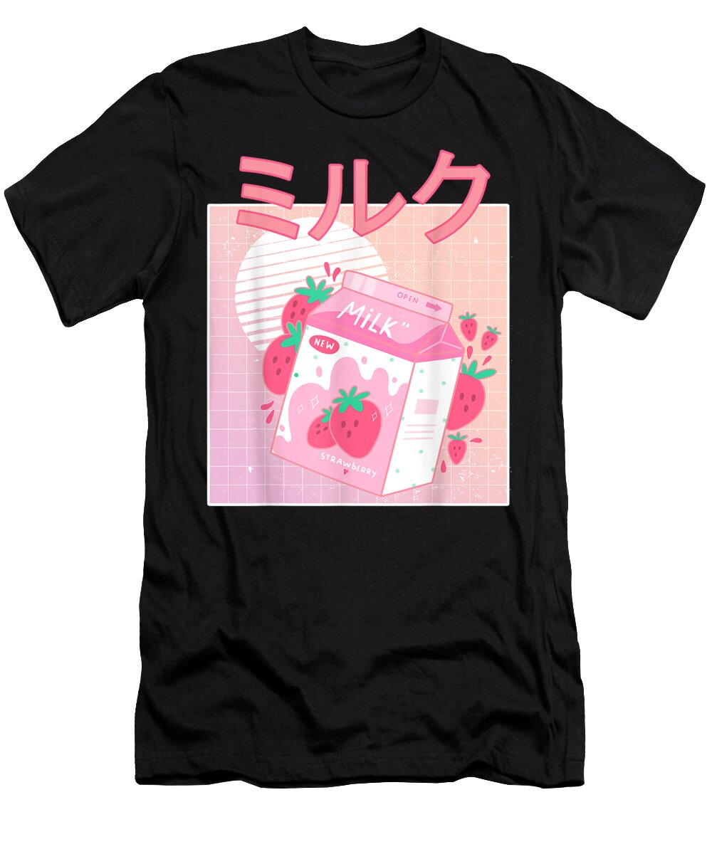 Funny Retro 90s Japanese Kawaii Strawberry Milk Shake Carton Dnt Prints T-Shirt