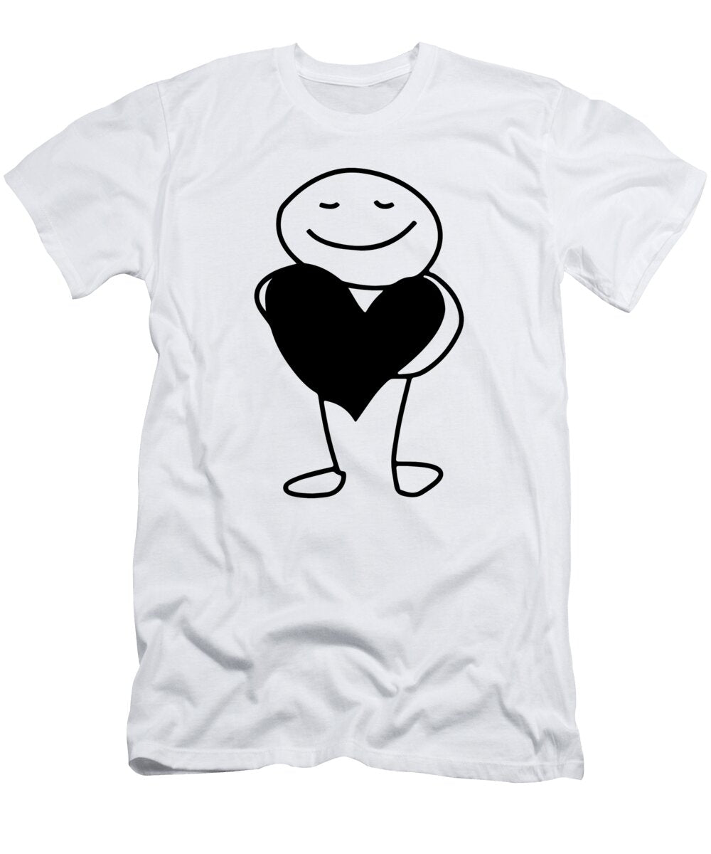 Funny Stickman with Heart Love Icon Sketch Mounir Khalfouf T-Shirt