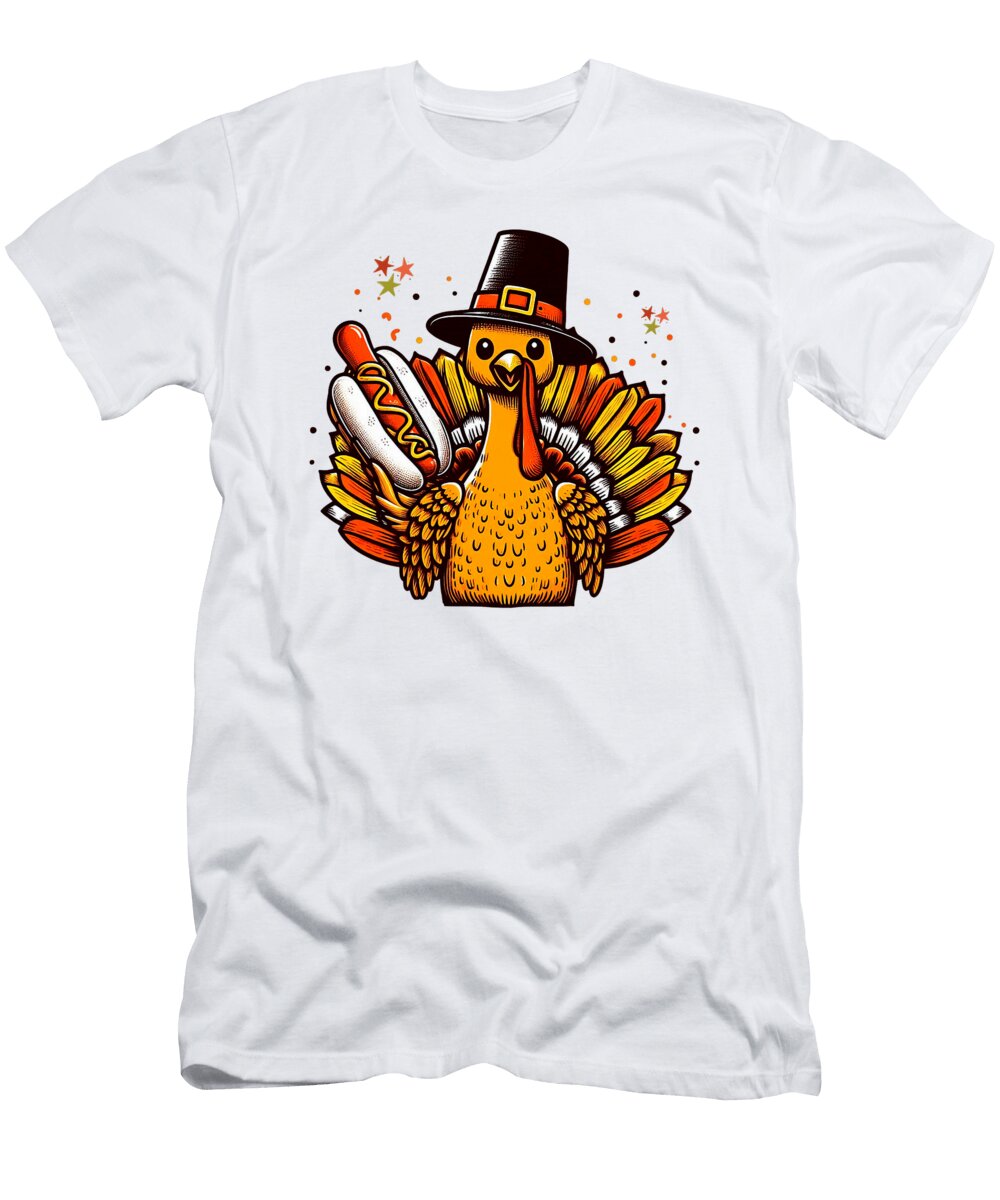 Funny Thanksgiving Goofy Turkey Hot Dog Meme Studi Alex T-Shirt