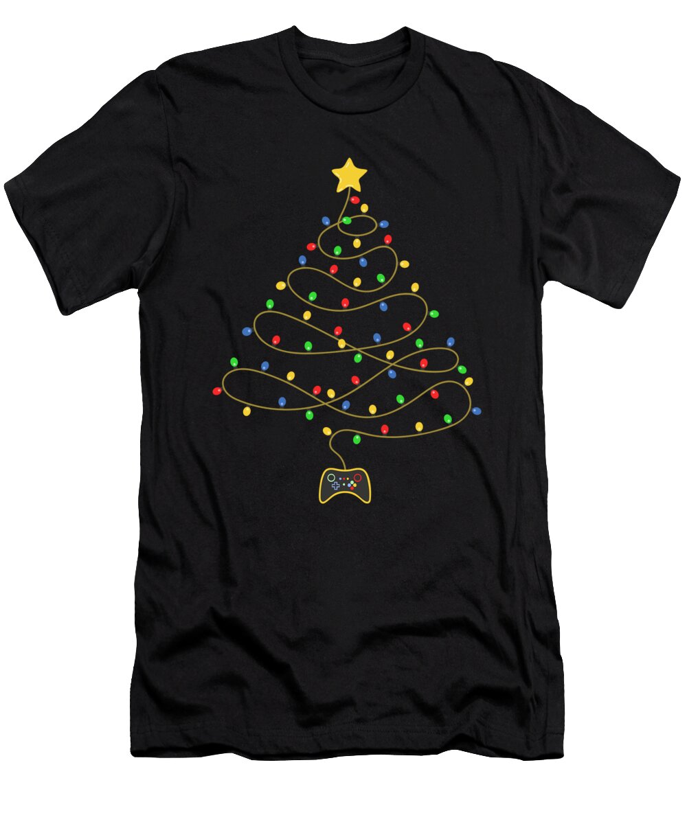 Funny Video Game Christmas Tree Lights Controller Licensed Art T-Shirt
