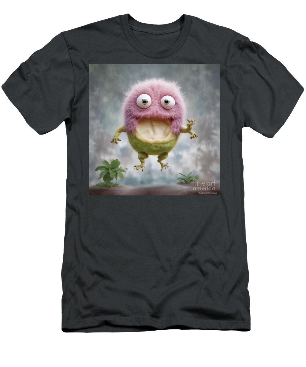 Fuzzy Pink and Green Creature Elisabet Bondesson T-Shirt