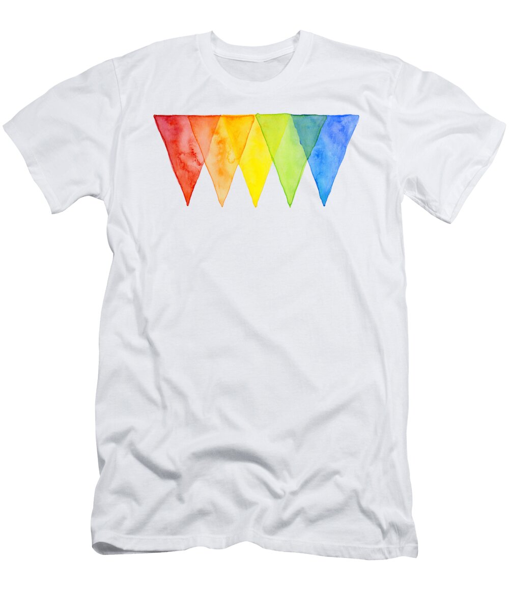 Geometric Watercolor Pattern Rainbow Triangles Olga Shvartsur T-Shirt
