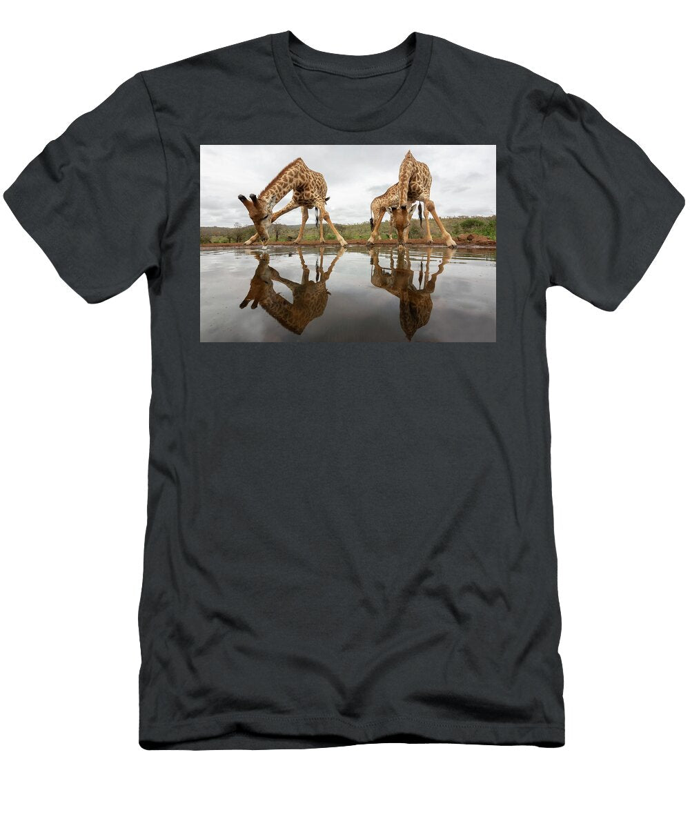 Giraffe Drinking Zimanga Private Game Reserve Ann Steve Toon Natureplcom T-Shirt