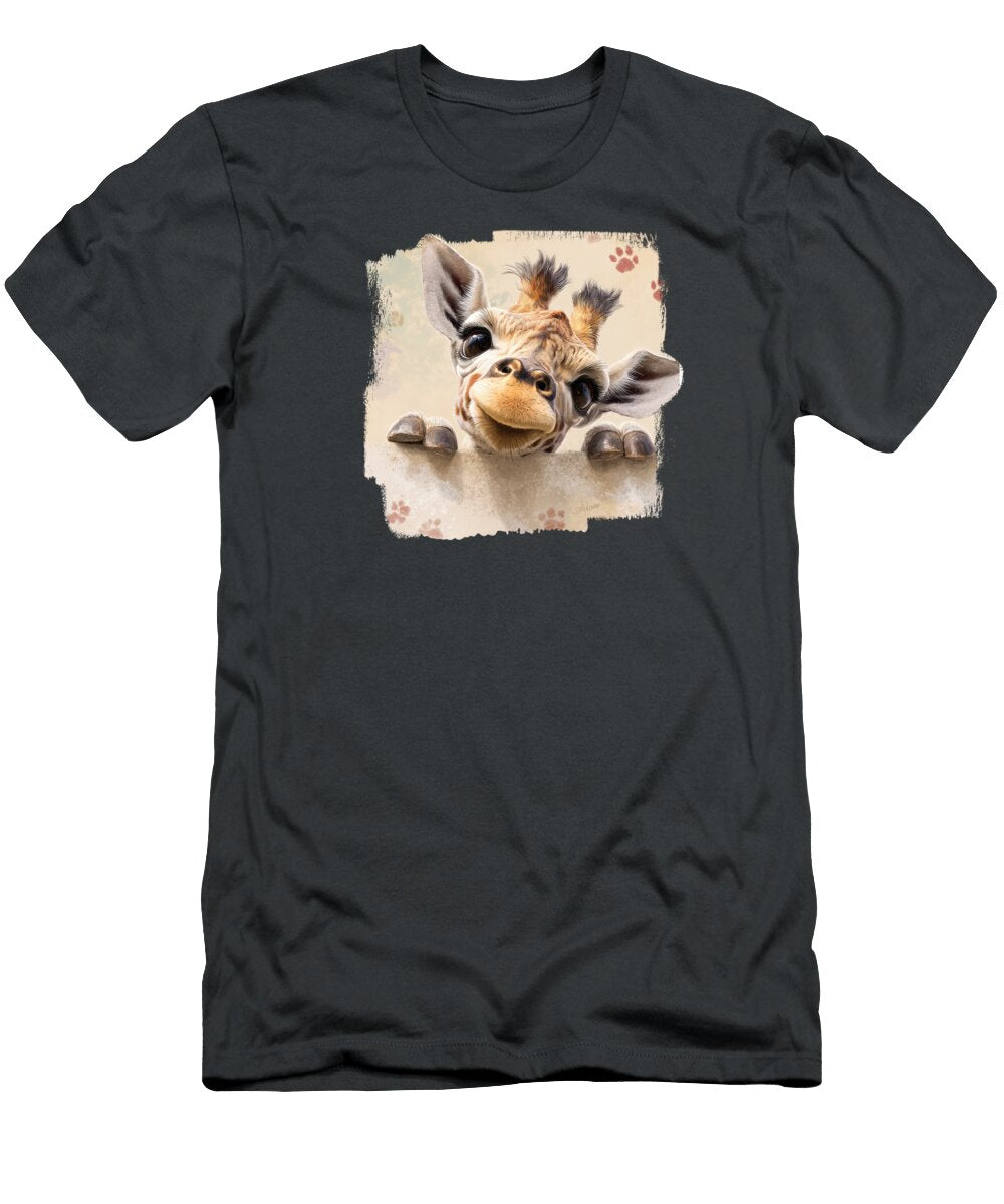 Giraffe Peeking Over Wall 01 Elisabeth Lucas T-Shirt