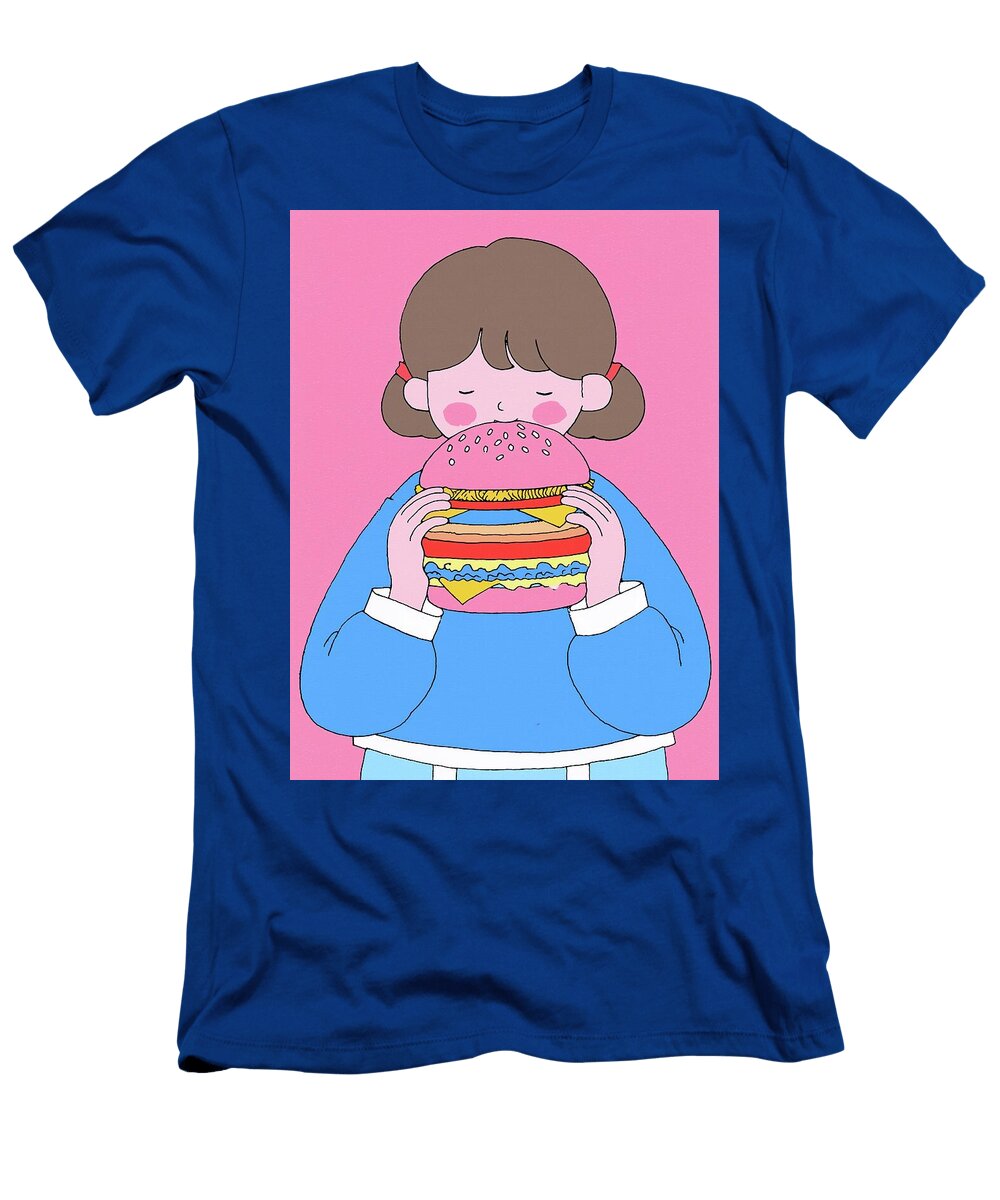 Girl Enjoying a Giant Burger Fabrizio Cassetta T-Shirt