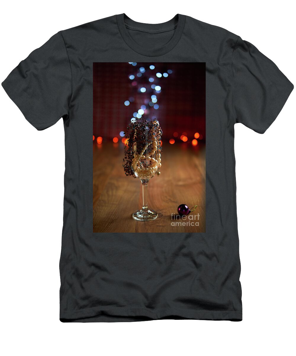 Glass of Champagne and Beads 2 Valdis Veinbergs T-Shirt