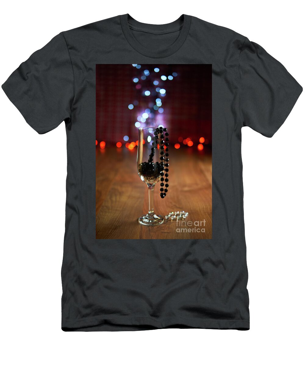 Glass of Champagne and Beads 20 Valdis Veinbergs T-Shirt
