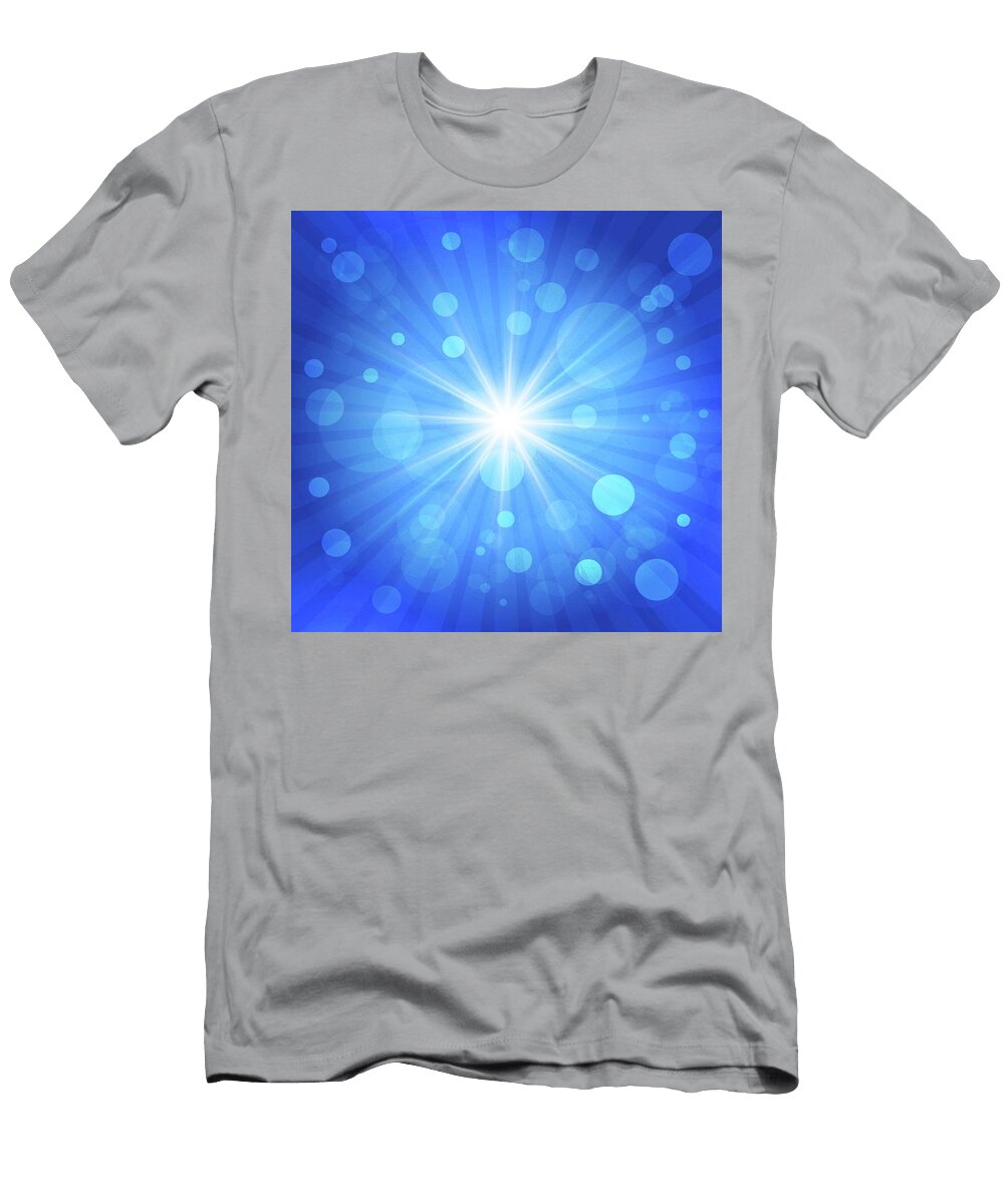 Glowing White Light on Blue Background Tom Hill T-Shirt