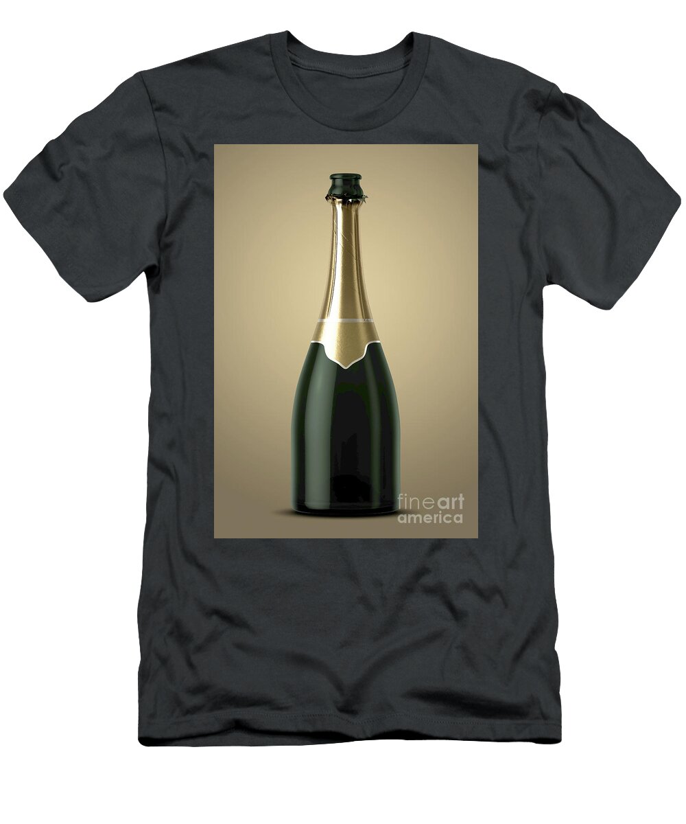 Gold Champagne Bottle Open Neck Allan Swart T-Shirt