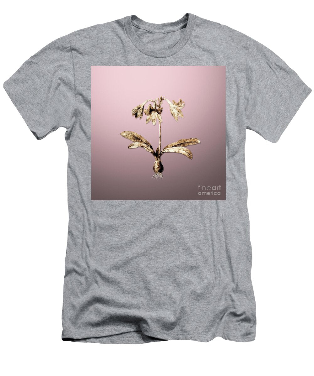 Gold Netted Veined Amaryllis on Rose Quartz N02278 Holy Rock Design T-Shirt