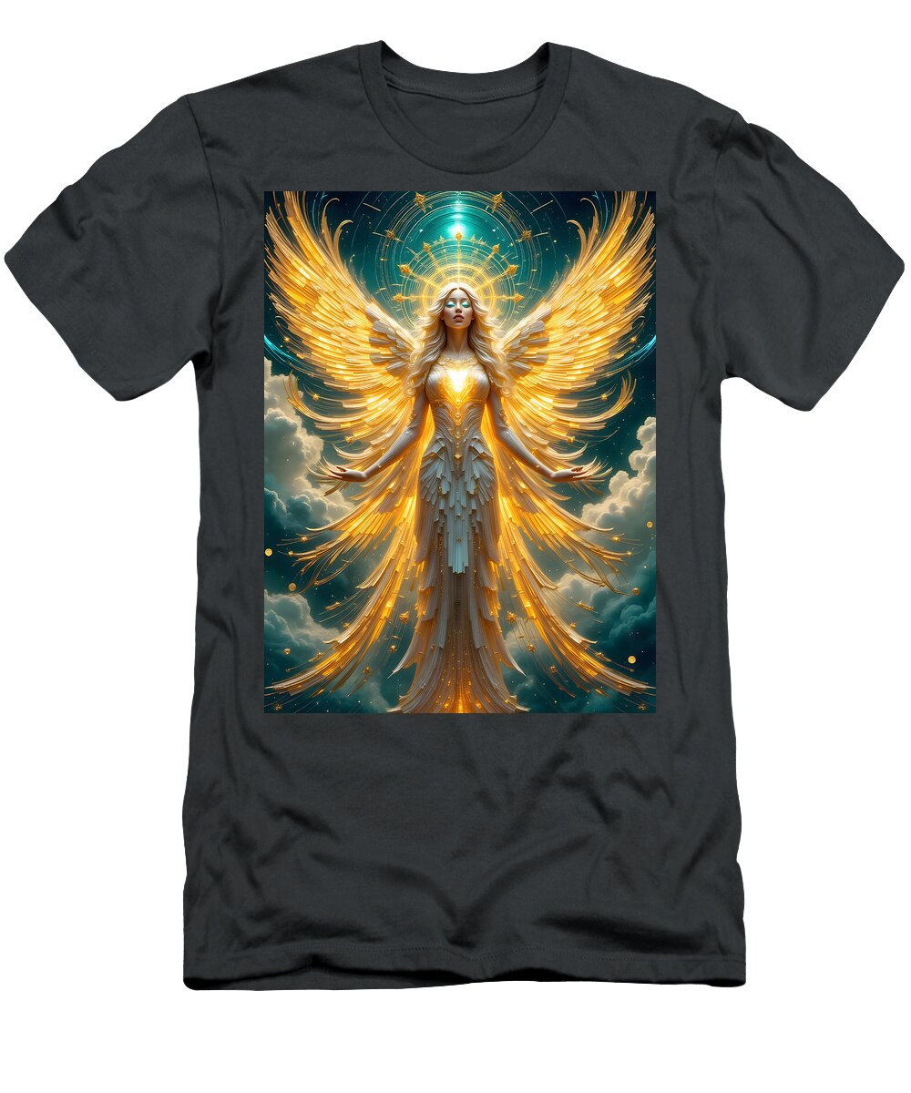 Golden Angel Goddess Divine Light Sacred Geometry Art David Enders T-Shirt