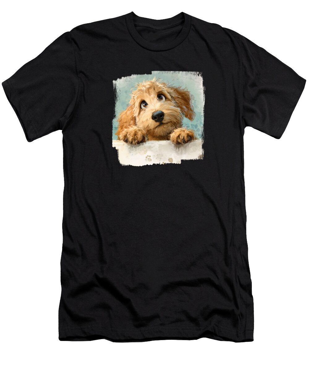 Golden Doodle Peeking Over Wall 01 Elisabeth Lucas T-Shirt