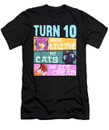 Good Beautiful 10th Anime Birthday Pajamas I Pet Cats Eat Ice Cream Retro Vintage Ezone Prints T-Shirt