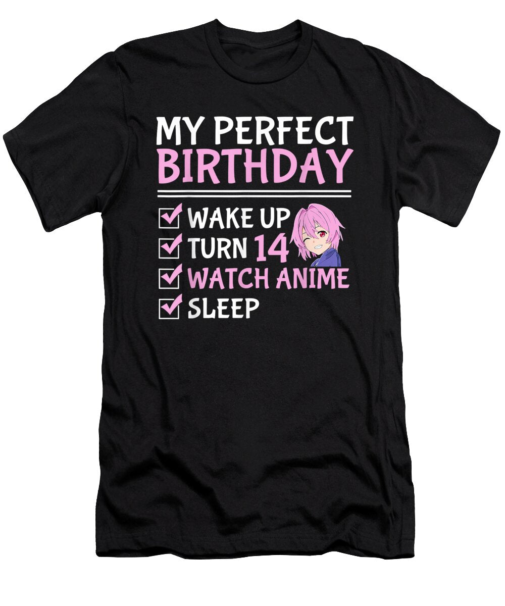 Good Beautiful 14th Perfect Birthday Watch Anime 14 Years Old Anime Girls Vintage Ezone Prints T-Shirt