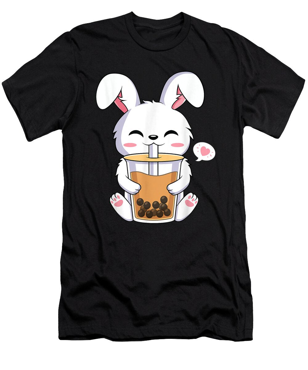 Goodness Astute Kawaii Anime Bunny Drinking Boba Bubble Tea Rabbit Lover Classic Fans Ezone Prints T-Shirt
