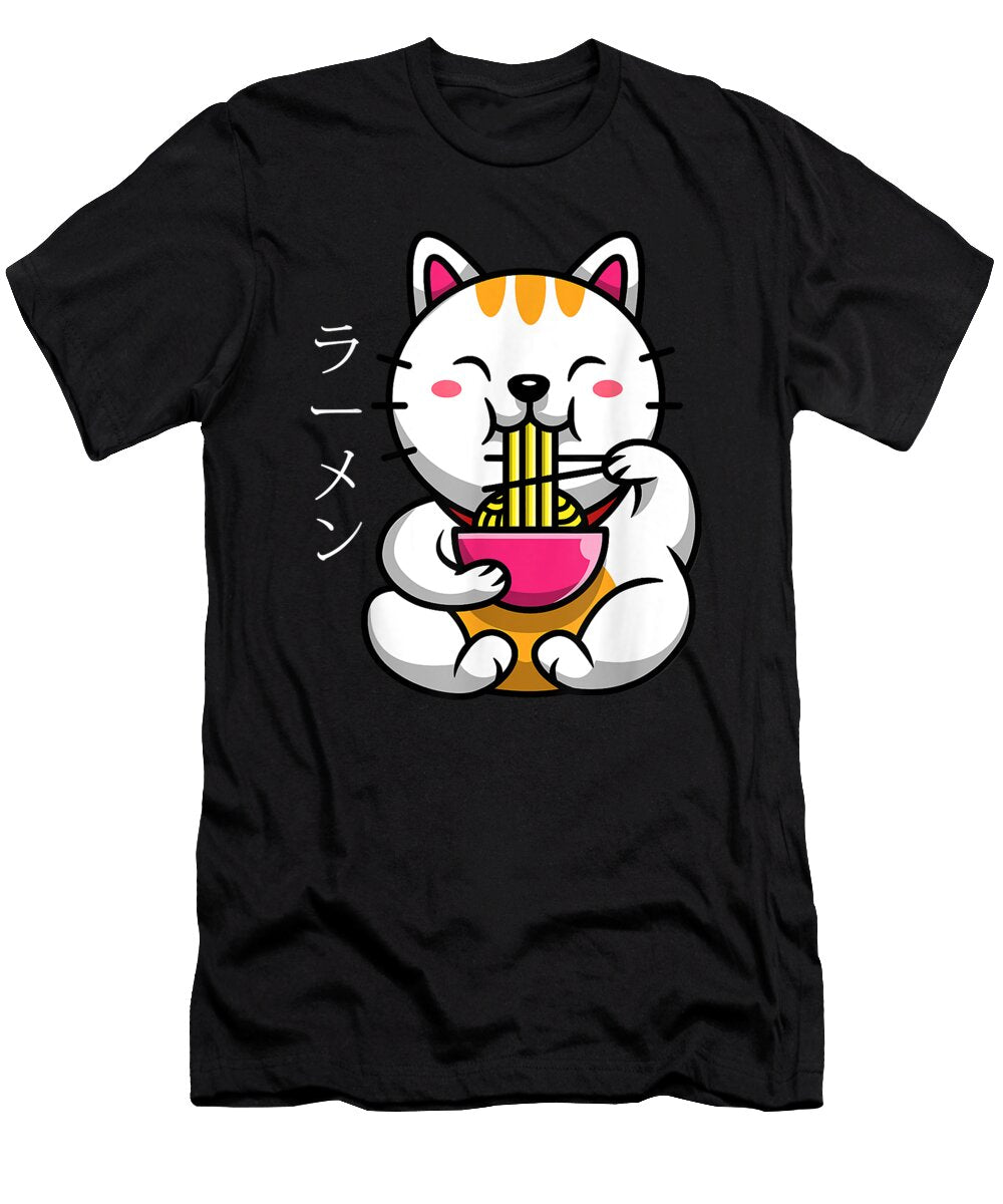 Goodness Cute Ramen Bowl and Cat Kawaii Japanese Noodles Anime Lover Otaku Gift for Birthday Ezone Prints T-Shirt