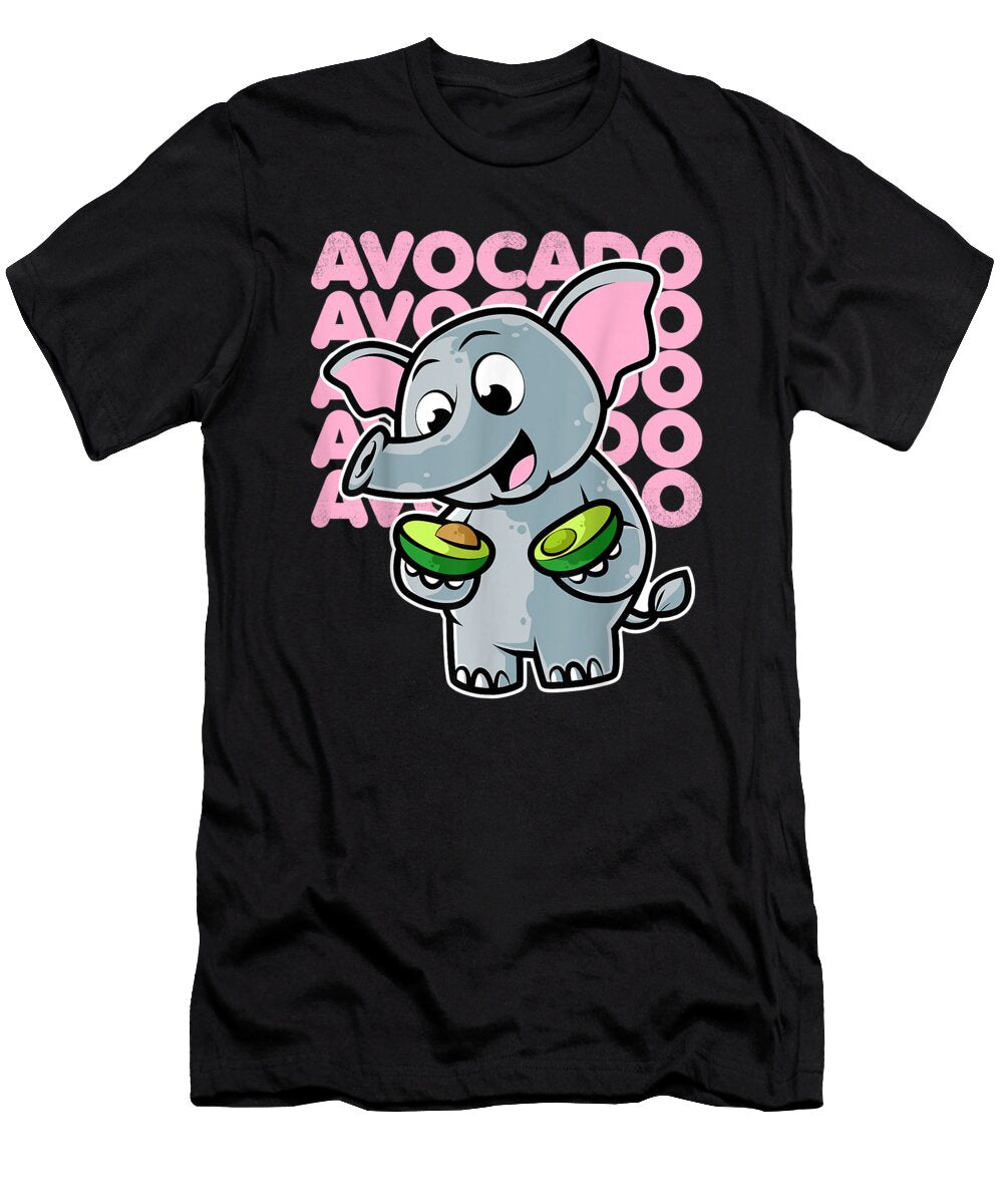 Goodness Humor Cute Elephant Eating Avocado Kawaii Neko Anime Gifts for Ezone Prints T-Shirt