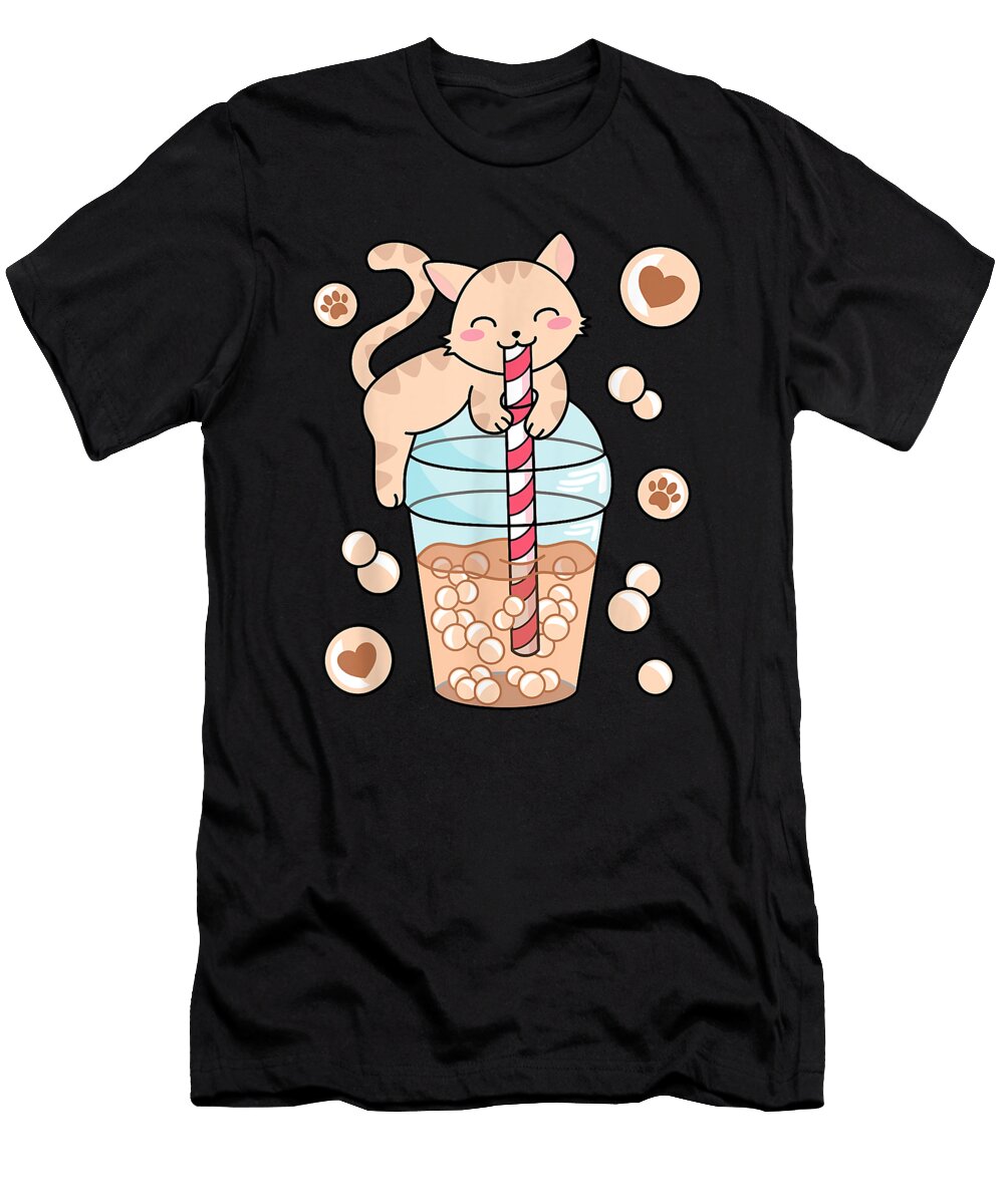 Goodness Humor Kawaii Aesthetic Cat Boba Tea Japanese Anime Bubble Tea Neko Fans Ezone Prints T-Shirt