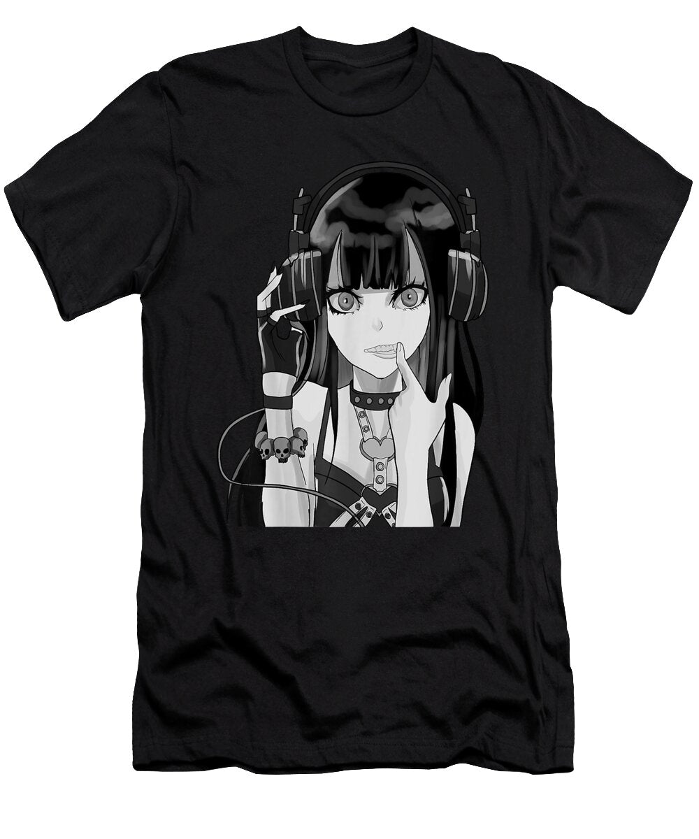 Goodness Pretty Goth Anime Girl Headphones Music Neck Chain Idol Gifts Fot You Ezone Prints T-Shirt