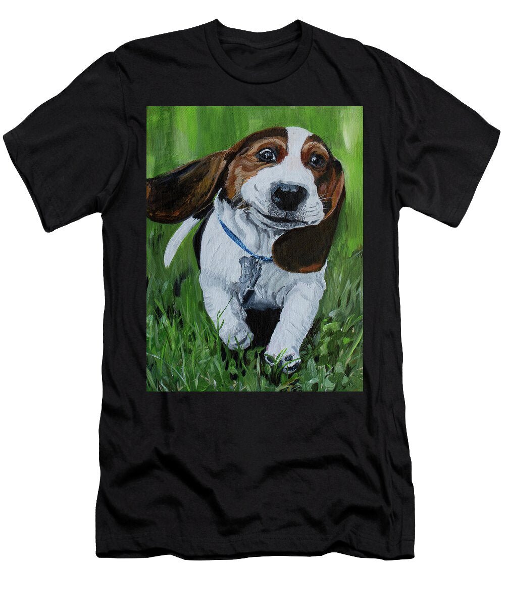 Goofy Basset Hound Pup Mkd Lincoln T-Shirt