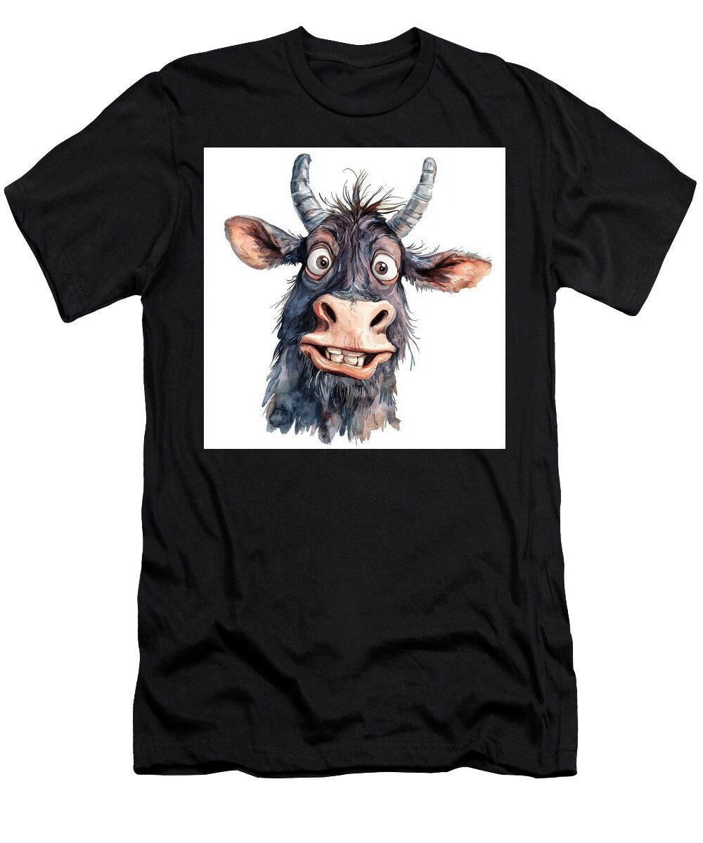 Goofy Cartoon Bull with Wide Eyed Expression Keen Ducking T-Shirt