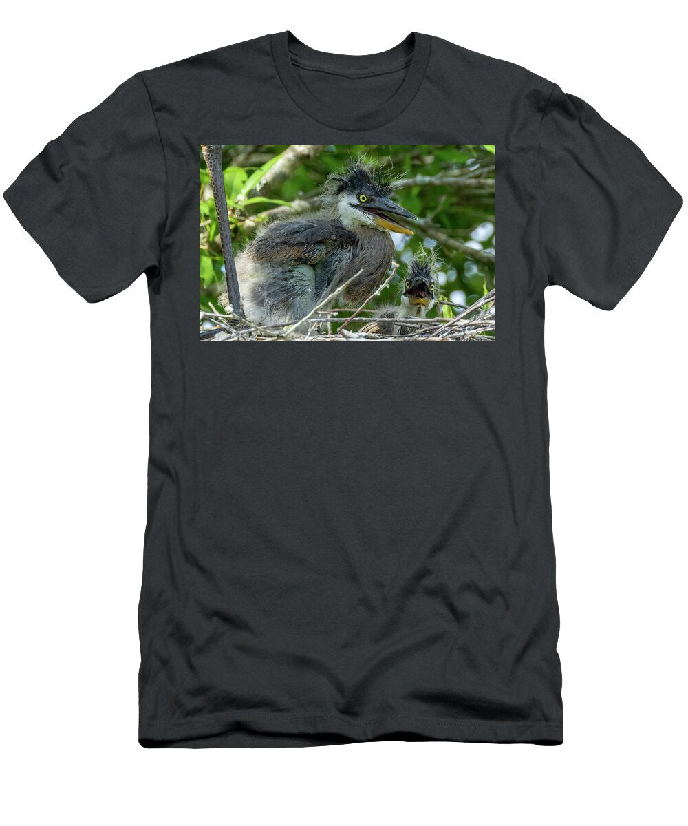 Goofy Great Blue Heron Chick Heather Earl T-Shirt