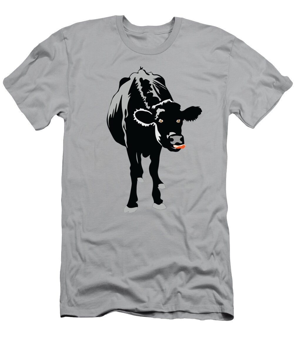 Goofy Looking Black Cow Licks Her Nose Susan Vineyard T-Shirt